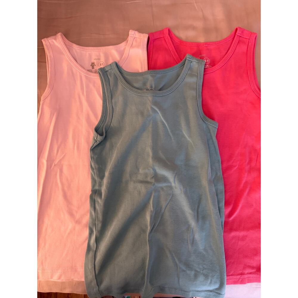 Primary pink teal light pink tank bundle size 8-9